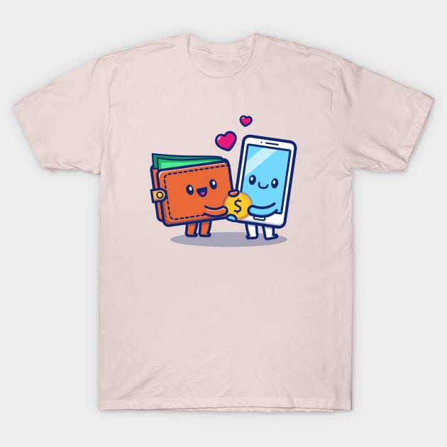 Cute Couple Wallet Money And Phone T-Shirt by Catalyst Labs